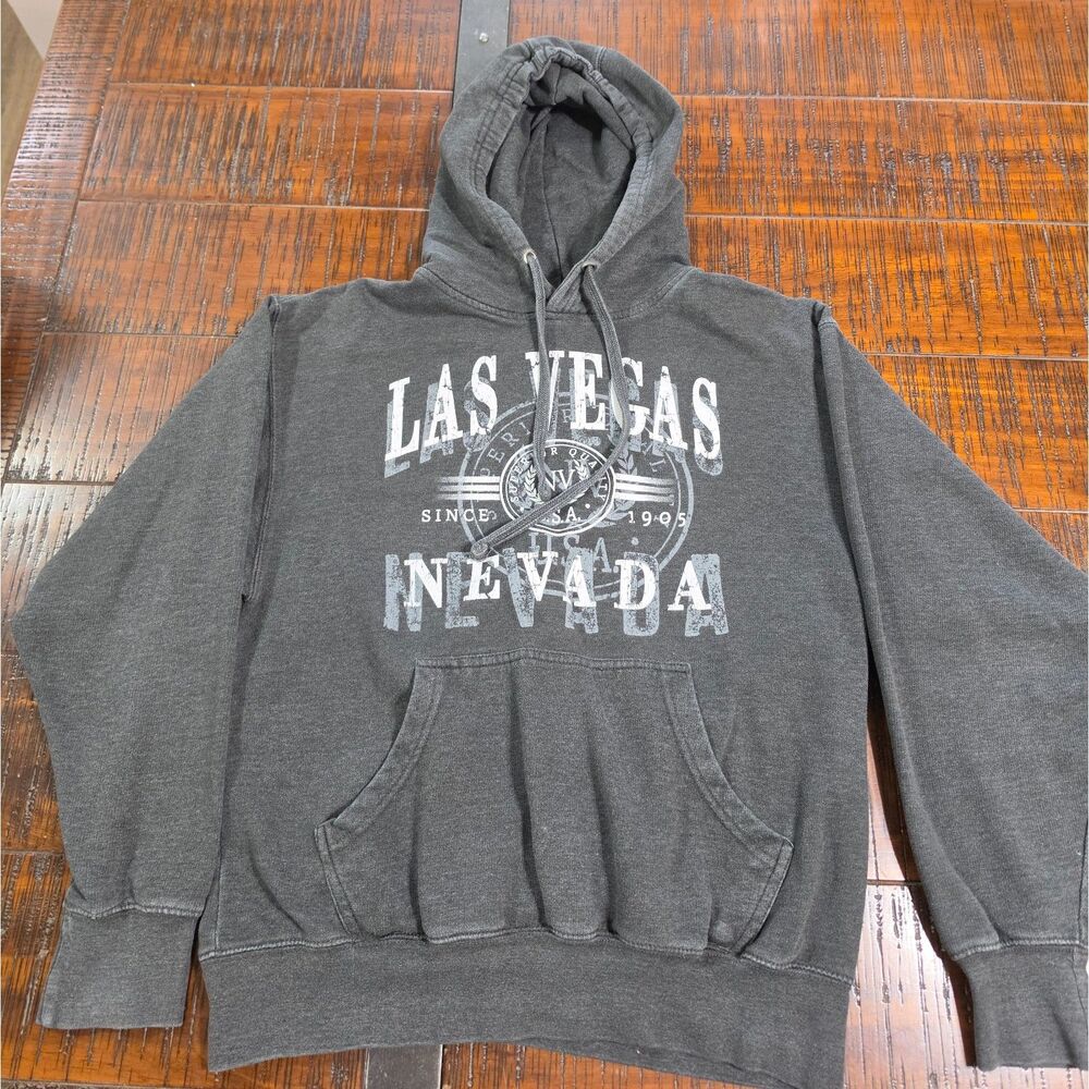 Las Vegas Nevada Hoodie Unisex Size M Charcoal Gray Pullover